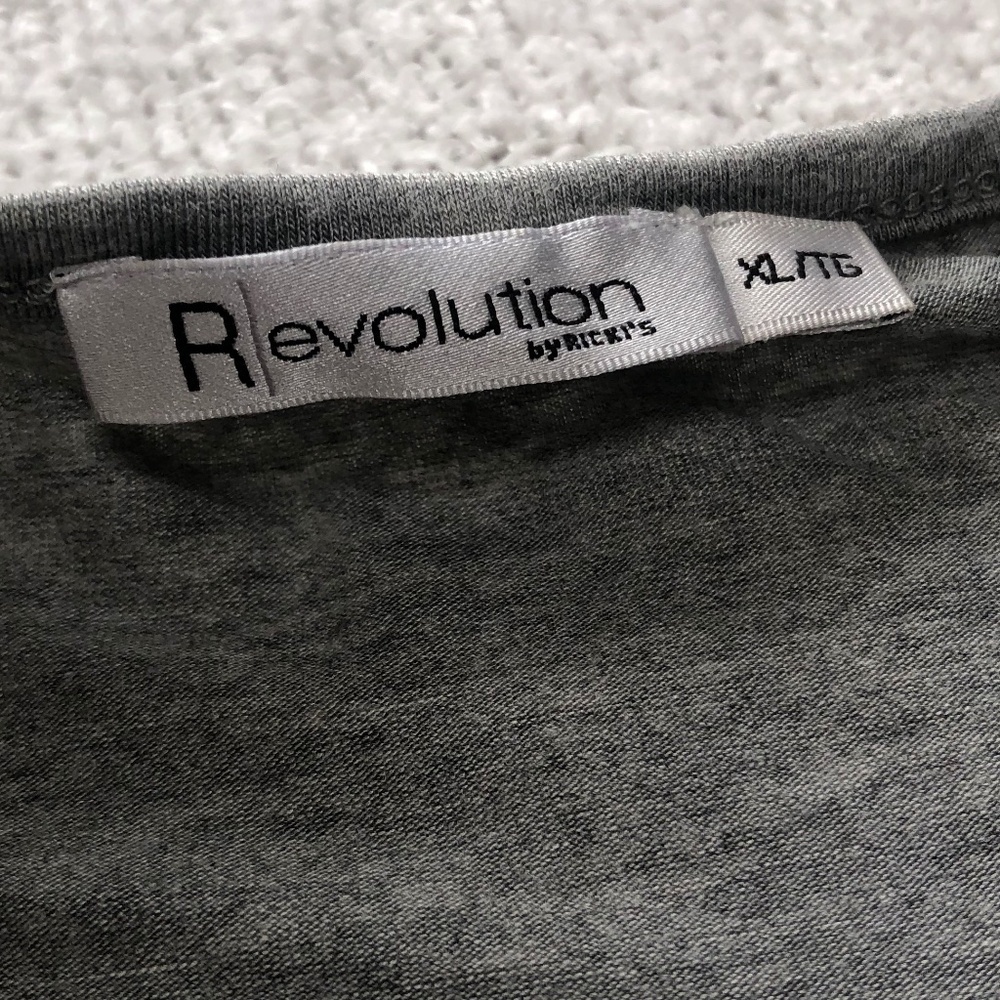 Revolution by Ricki’s exl gray teeshirt with white laces embellishments - Picture 3 of 7